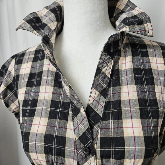 l.e.i Sundresses by Taylor Swift Black Plaid Button-down Dress Size L (Juniors) - Picture 5 of 12